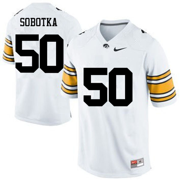 Men Iowa Hawkeyes #50 Jacob Sobotka College Football Jerseys-White - Click Image to Close